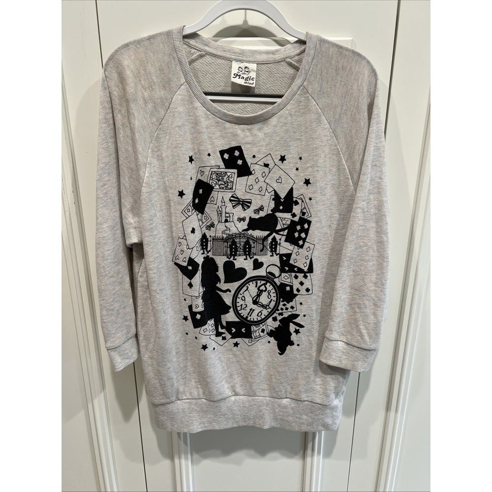Magic Mind Alice In Wonderland Knit Top White Rabbit Queen of Hearts Novelty